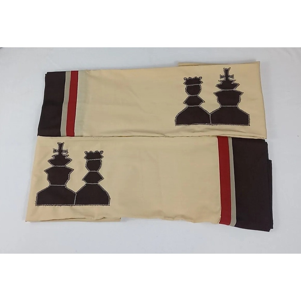 Vtg 2 Chess Piece King Size Pillow Cases King‎ & Queen Chess Piece Pillow Case
